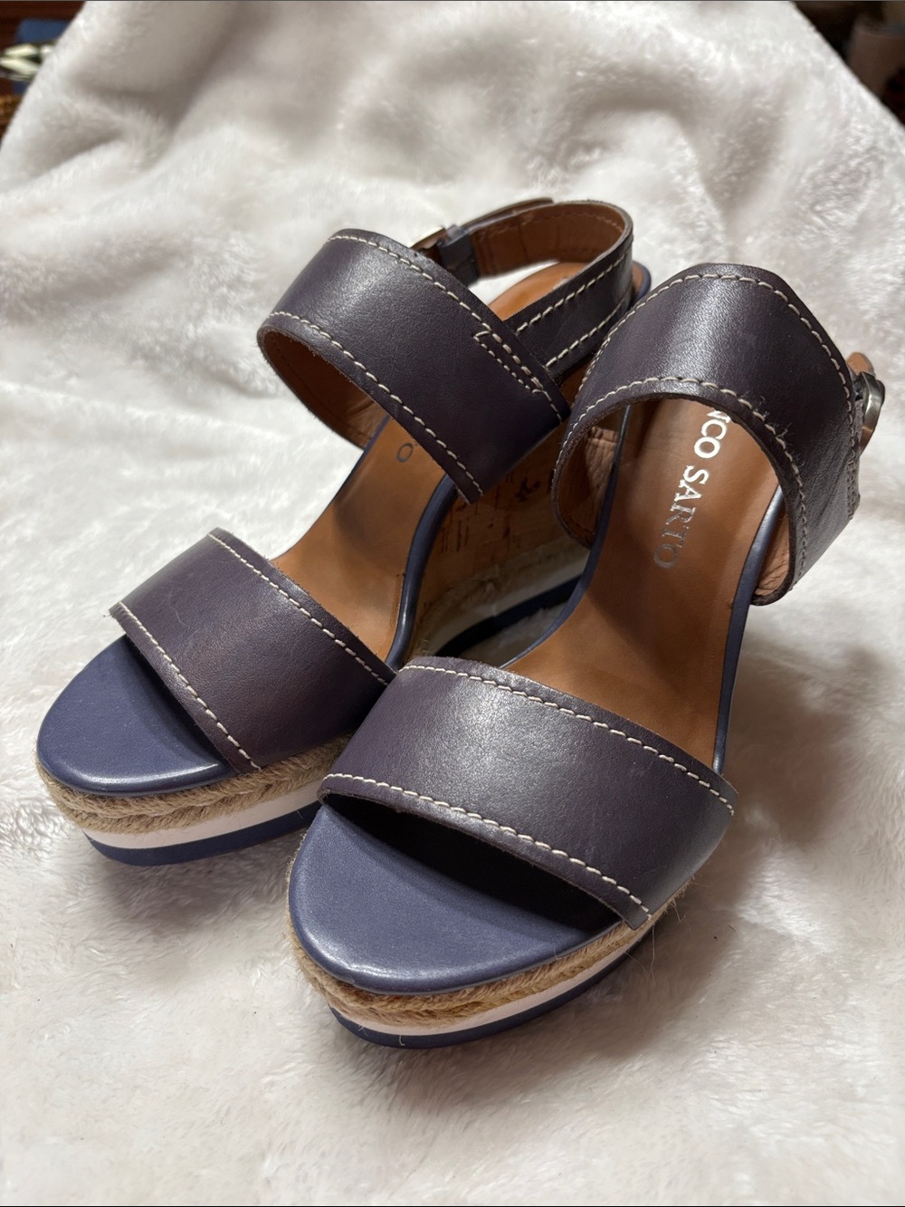 Franco Sarto Leather Espadrille Wedges